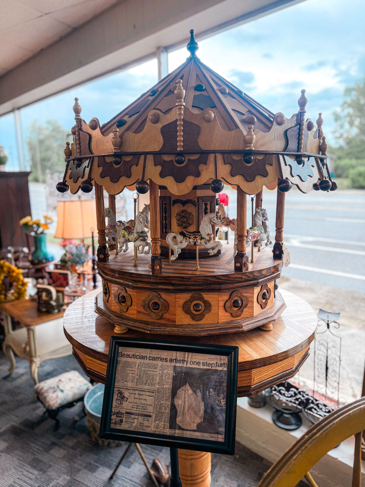 Warm antique marketplace interior